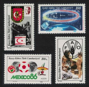 Turkish Cyprus Football Halley's Comet Anniversaries and Events 4v 1986 MNH