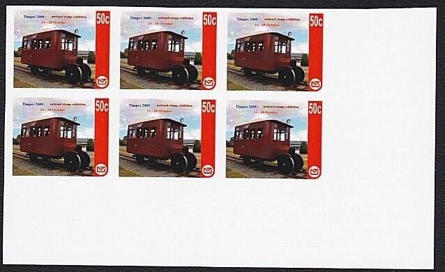 NEW ZEALAND 2009 Timpex 50c Rail Car CAL imperf proof block of 6...........B2383