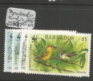 Barbados Birds WWF SC 495-501 MNH (8czt) 