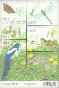 Finland #1192, Cplt Set, 2003, Birds, Insects, Butterflies, Flowers, Animals, NH