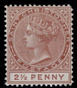 ST KITTS-NEVIS - St Christopher QV SG7, 2½d red-brown, LH MINT. Cat £200. CERT