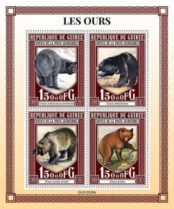 Guinea 2021 MNH Wild Animals Stamps Bears Glacier Brown Black Bear 4v M/S