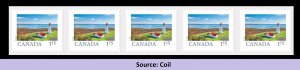 Canada 3437 Far & Wide Point Prim Lighthouse $1.15 coil strip 5 MNH 2024