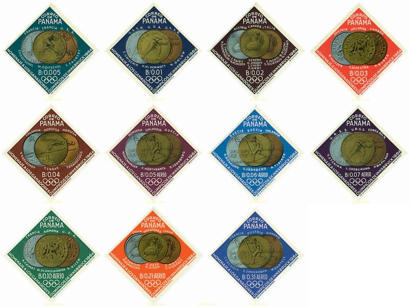71499 MNH PANAMA 1964 MEDALLISTAS DE LOS 9 JUEGOS OLIMPICOS DE INVIERNO. INNS...