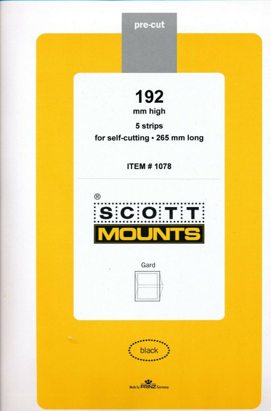 Prinz Scott Stamp Mount 192/265 mm - BLACK (Pack of 5)  (192x264  192mm)  STRIP