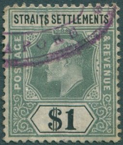 Malaysia Straits Settlements 1902 SG136a $1 green and black KEVII FU