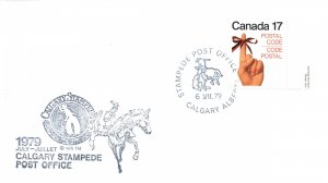 CANADA EVENT CACHET COVER THE CALGARY STAMPEDE POST OFFICE POSTMARK ALBERTA 1979