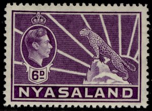 NYASALAND PROTECTORATE GVI SG136, 6d violet, NH MINT.