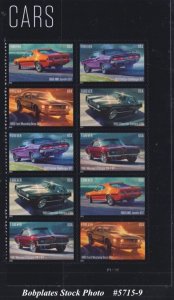 BOBPLATES #5715-19 Pony Cars Plate Block of 10 VF MNH