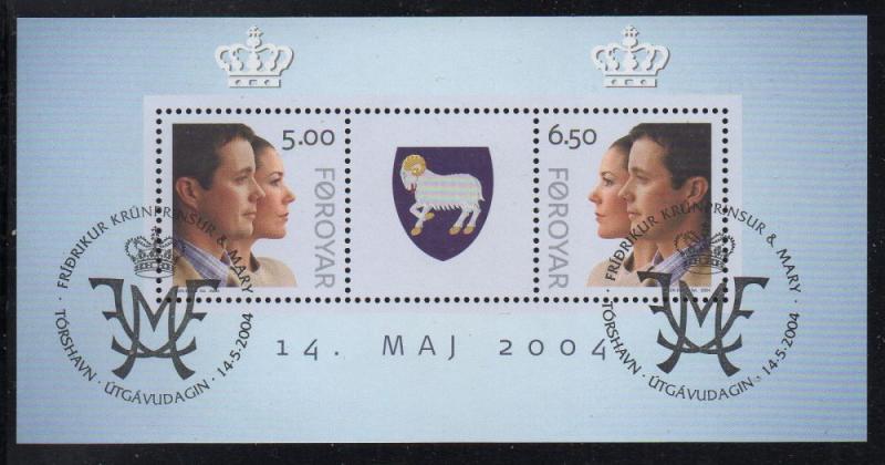 Faroe Islands Sc  444 2004 Royal Wedding stamp sheet used