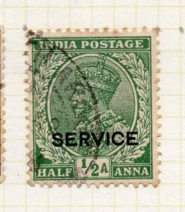 India GV 1920s Early Issue Fine Used 1/2a. Optd Service 189845