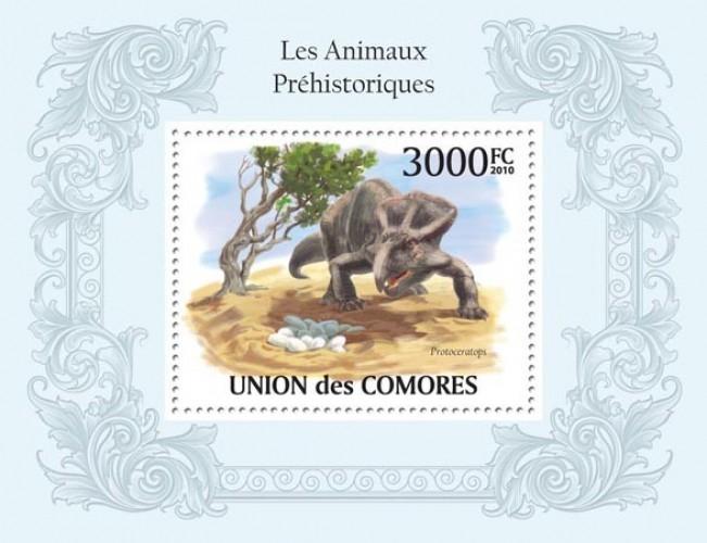 COMORES 2010 SHEET PREHISTORIC ANIMALS DINOSAURS ANIMAUX PREHISTORIQUES cm10106b