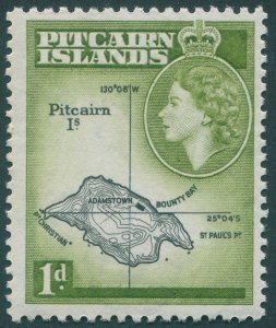 Pitcairn Islands 1957 1d black & olive-green SG19 MNH