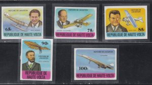 Burkina Faso # 462-466, 467, History of Aviation, IMPERF, Mint NH,