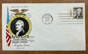 #1053  $5.00 Alexander Hamilton,  Fluegel Cachet  very scarce FDC Liberty Series