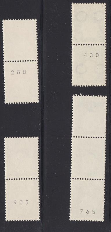 Netherlands # 346, 348, 349 & 354  Queen Wilhelmina, NH Coil Strips,