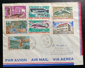 1979 St Pierre Miquelon airmail First Day cover FDC to Montreal Canada Animals