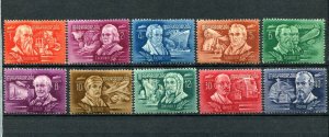 HUNGARY 1948 EXPLORERS & INVENTORS AIRMAIL SET SCOTT C53-C62 PERFECT MNH