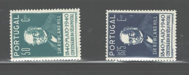 PORTUGAL 1940 ROWLAND HILL-100th ANNIV. #595-602 MNH​ $75.00​