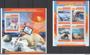 2017 Togo Global Warming Marine Life Animals Birds #8234-37+Bl1458 ** Fd0596