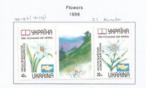 UKRAINE - 1996 - Flowers -  Perf 2v & Label Strip  - M L H