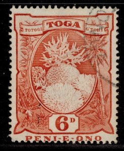 TONGA GVI SG79, 6d red, FINE USED.