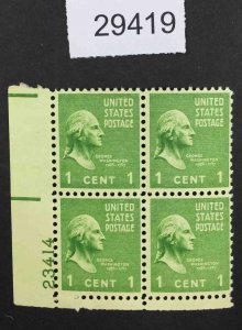 US STAMPS  #804 MINT OG NH PLATE BLOCK LOT #29419