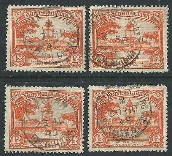 BR GUIANA 1940s pmks of LEGUAN, ANNA REGINA, METENMEERZORG, CARMICHAEL ST..43559