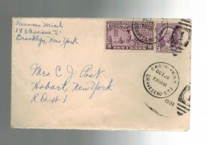 1936 Brooklyn NY USA Cover Special Delivery to Hobart New York w/letter content