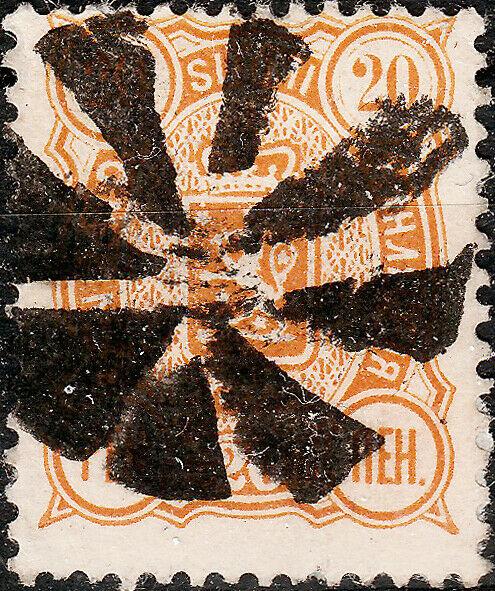 FINLAND ca.1889 Mi30B 20p orange with FIGURE CANCEL #442 (ABO) Figurenstempel