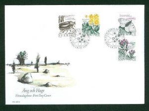 Sweden.FDC 1987.  Meadow and Field. Insect,Flower,Butterfly. Engrave  L Sjooblom