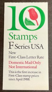 BK184  F & Tulip Flower #2520a  Booklet of 10  (29) c  FV $2.90  1991