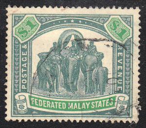 Malaya Fed. States Elephants/Howdah (26) (Scott #73) Used