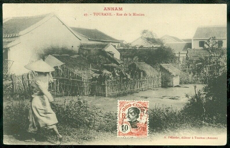 EDW1949SELL : INDOCHINA 1909 Indochina postcard to USA Annam postmark.