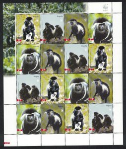 Angola WWF Colobus Monkey Sheetlet of 4 sets 2004 MNH SC#1279 a-d