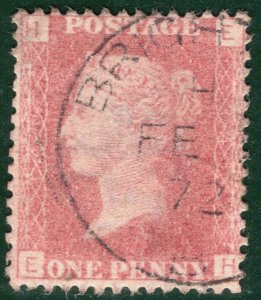 GB QV PENNY RED SG.43/44 1d *Plate 141* Light 1872 Brighton CDS {samwells}HPR66