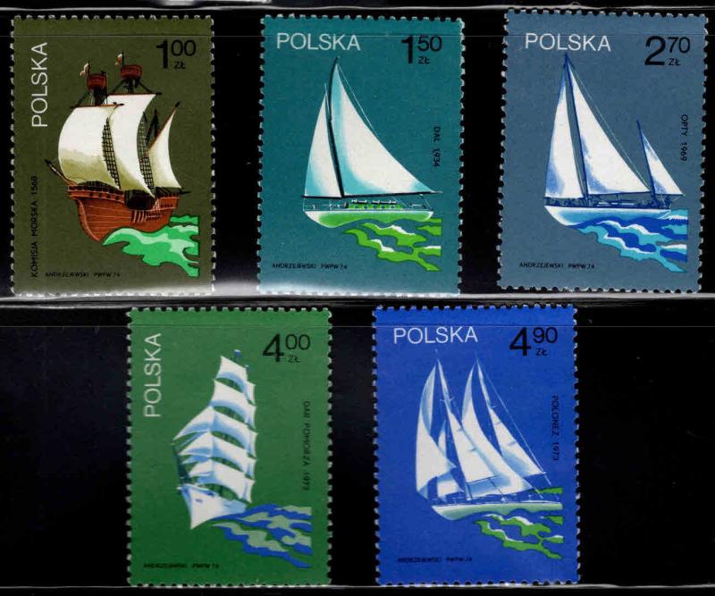 Poland Scott 2038-2042 MNH** 1974 Sailboat set