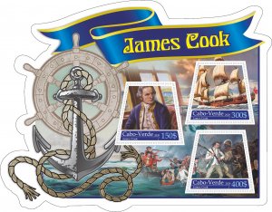 Stamps. Ships. James Cook 2020 year 1+1 sheets perforated Cabo Verde