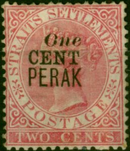 Perak 1889 1c on 2c Pale Rose SG35 Good MM