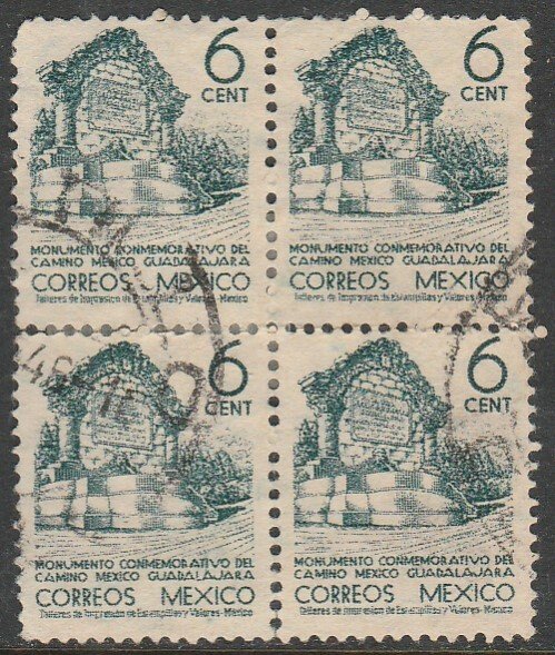 MEXICO 842, 6¢ 1934 Definitive Wmk Gobierno.. (279) USED BLK 4 REINF VF (470)