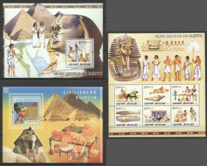 Guinea-Bissau Art Architecture Egyptian Civilization Monuments 2Bl+1Kb ** Ns343