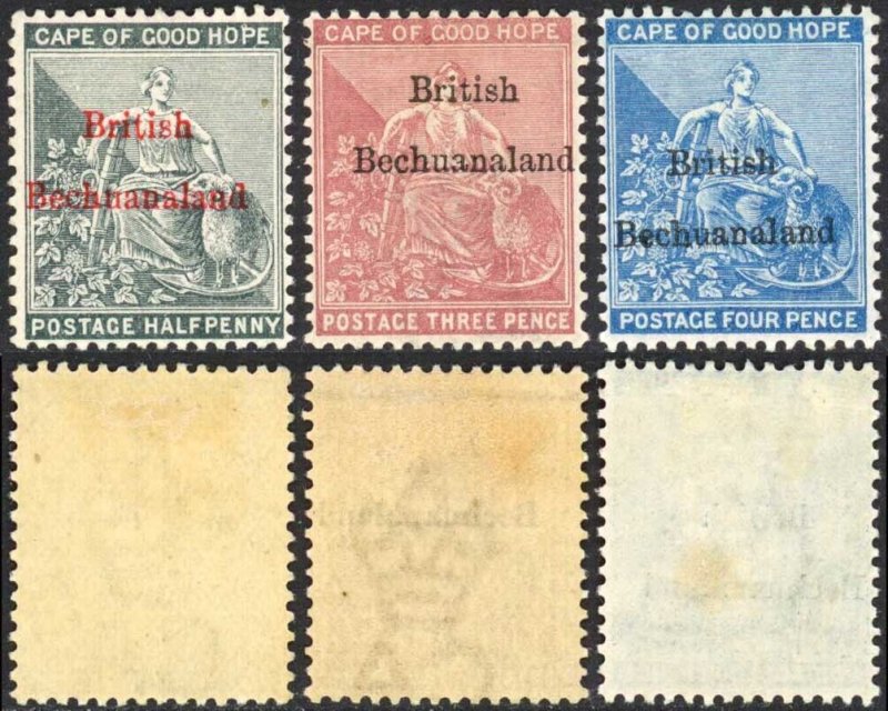 Bechuanaland SG1/3 Wmk CC/CA Set of 3 M/M Cat 193 pounds