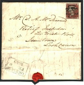 GB LATE USE MALTESE CROSS Cover 1849 KINTAIL Scots Local Lochalsh MX 1d Red X01b