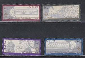 Malta # 755-758, British Poets & Novelists, Mint NH, 1/2 Cat.