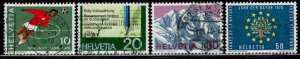 Switzerland #517-20 ~ Clpt Set of 4 ~ Soccer, Census, Alps ~ Used  (1964)