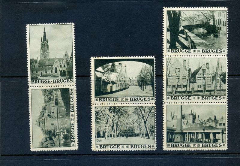 25 VINTAGE BRUGGE BRUGES BELGIUM HISTORIC POSTER STAMPS (L1017)