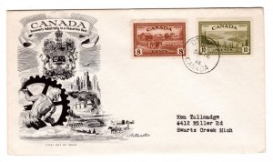 Scott 268,269, Combination FDC, Ottawa to Michigan, Canada