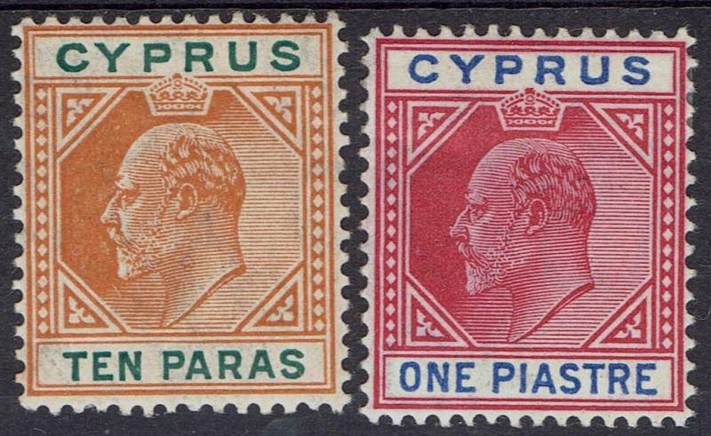 CYPRUS 1904 KEVII 10PA AND 1PI WMK MULTI CROWN CA