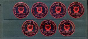 7 VINTAGE 1927 MUSIC TRADES CONVENTION PATRIOTIC POSTER STAMPS (L914) CHICAGO