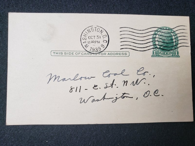 UX27. Jefferson, 1 cent, US Postal Cards.  Cancelled.VF cond.